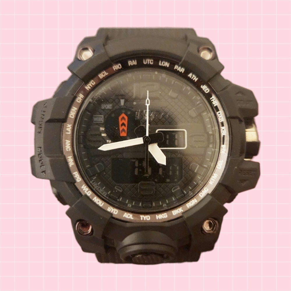 Black Sport Dual Analog-Digital Watch